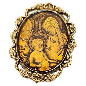 The Vatican Library Collection Mary, Joseph, And Baby Jesus Resin Brooch